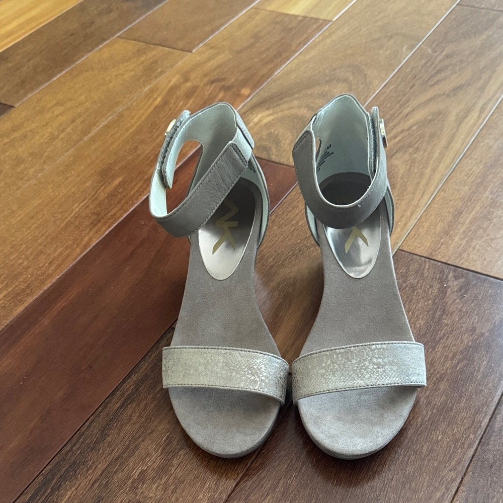 Anne Klein Calbert Taupe Wedge Sandals